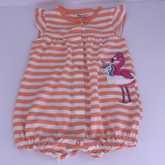 Orange Stripe Romper Size: 3-6 Months - Picture 1 of 5